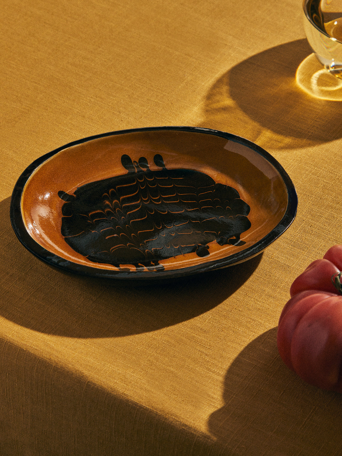 Aono Pottery - Slipware Oval Dish - Brown - ABASK