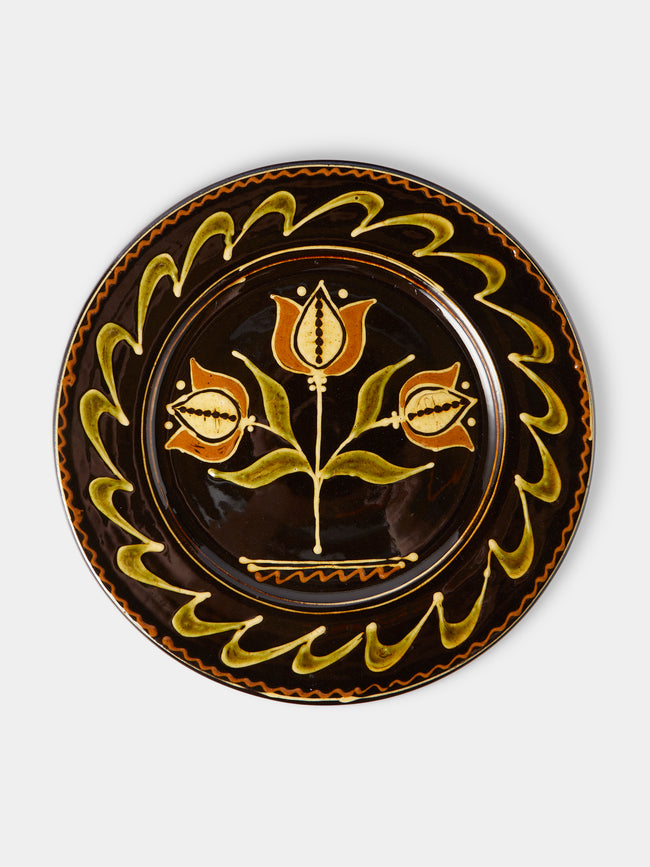 Fitch & McAndrew - Tulip Trio Slipware Serving Plate (12.4in/31.5cm) - Black - ABASK - 