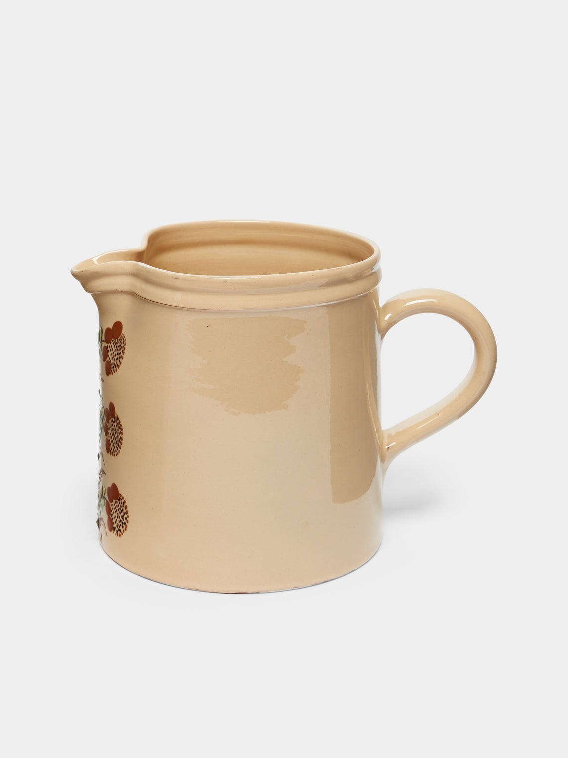 Poterie d’Évires - Flowers Hand-Painted Ceramic Large Straight-Edge Jug -  - ABASK