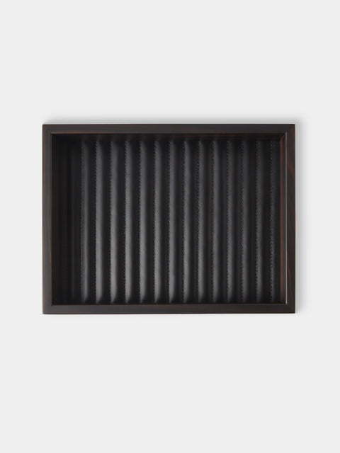 Riviere - Febe Woven Ebony and Leather Valet Tray (9.5in/24cm) - Brown - ABASK - 