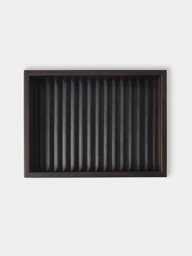 Riviere - Febe Woven Ebony and Leather Valet Tray (9.5in/24cm) - Brown - ABASK - 