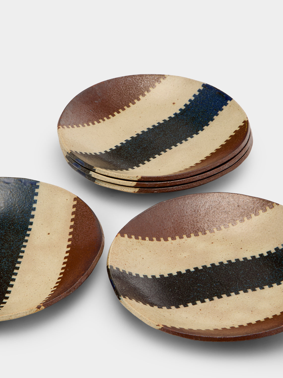 Makidani-gama - No. 2 Nerikomi Ceramic Plates – 8in/21cm (Set of 5) - Multiple - ABASK