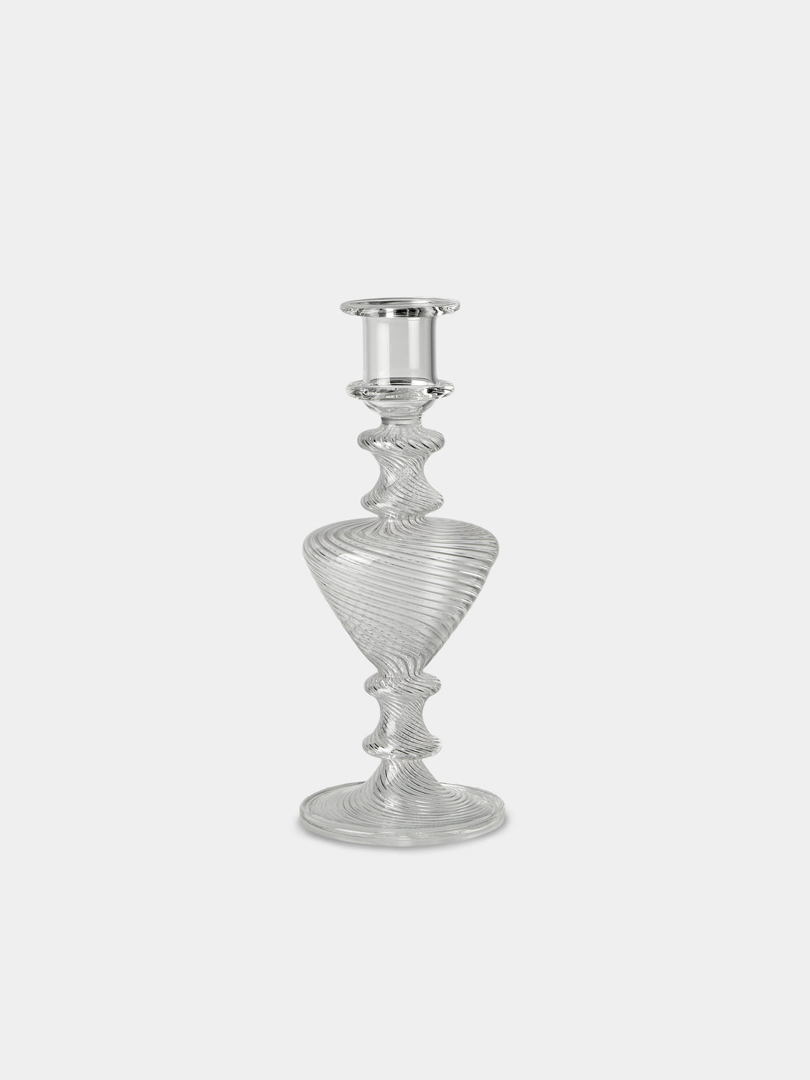 Alya Tannous - | Set of 3 | Ondara Hand-Blown Glass Candlesticks - Clear - ABASK