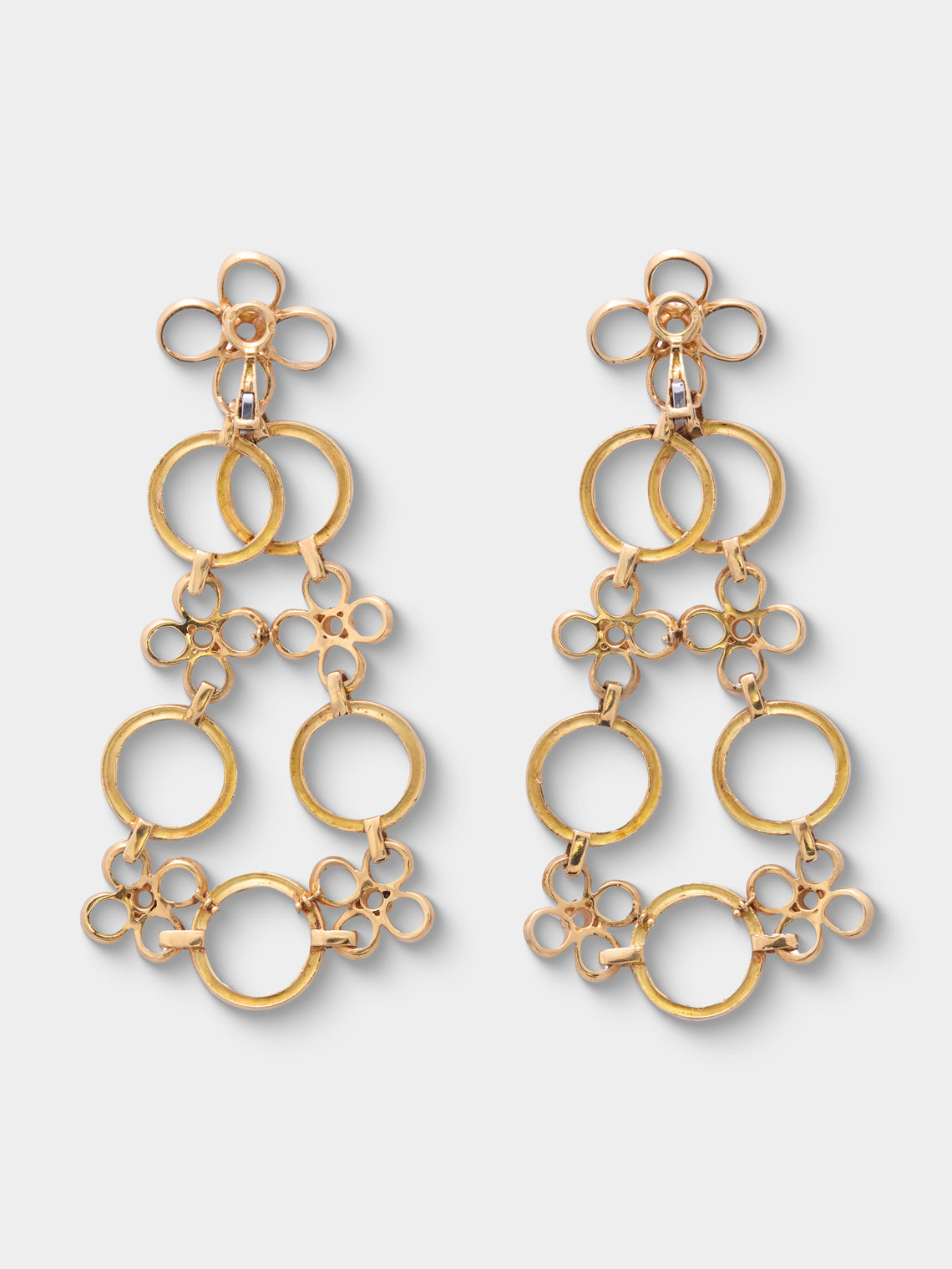 Mahnaz Collection - Vintage 1970s Alexandre Reza 18-Karat Yellow Gold Long Pendant Earrings - Green - ABASK