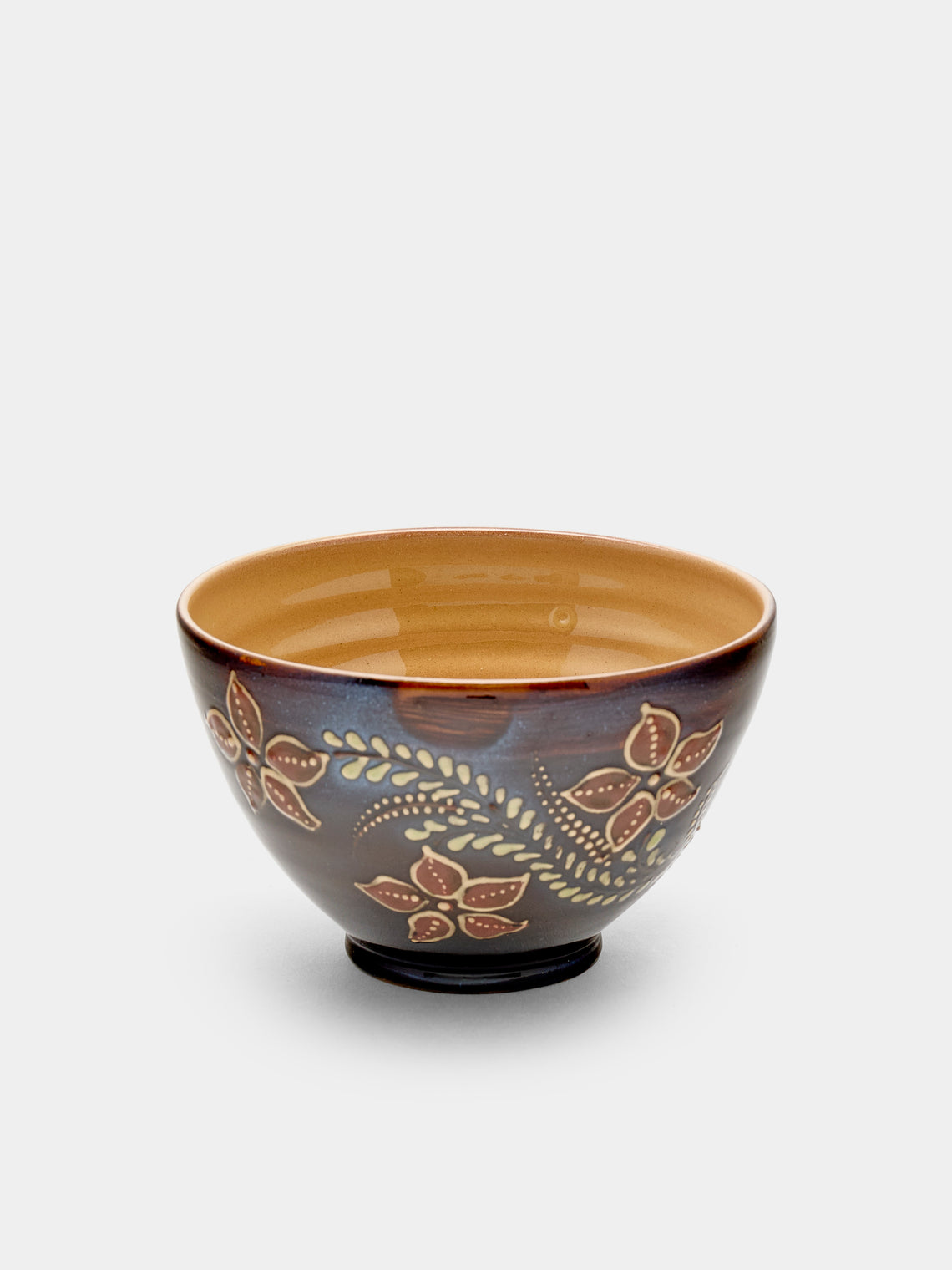 Poterie d’Évires - Flowers Hand-Painted Ceramic Bowls (Set of 6) - Dark brown - ABASK
