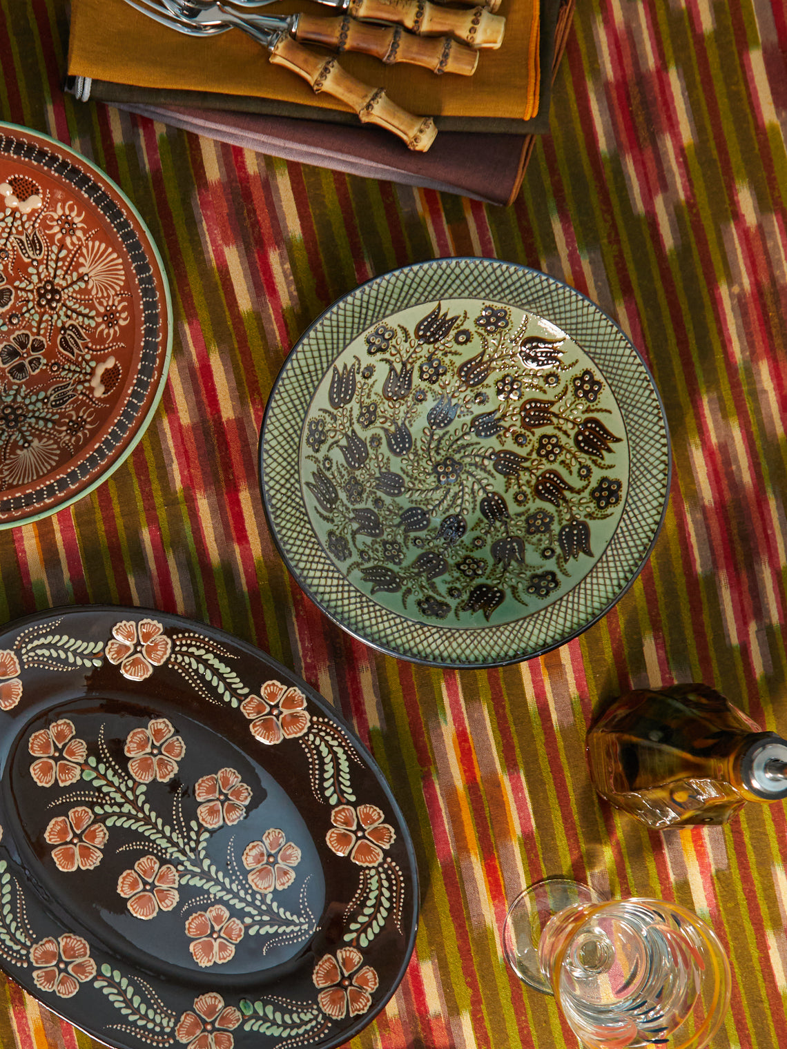 Poterie d’Évires - Flowers Hand-Painted Ceramic Large Serving Bowl -  - ABASK