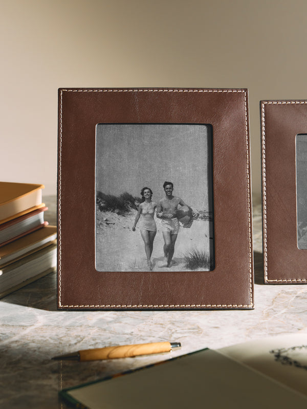 Oscar Maschera - Punti Leather Photo Frame - Dark Brown - ABASK