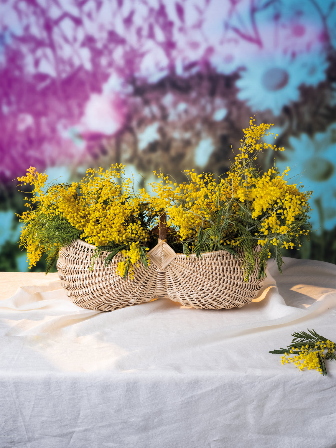 Benjamin Nauleau - Handwoven White Willow Flower Basket -  - ABASK