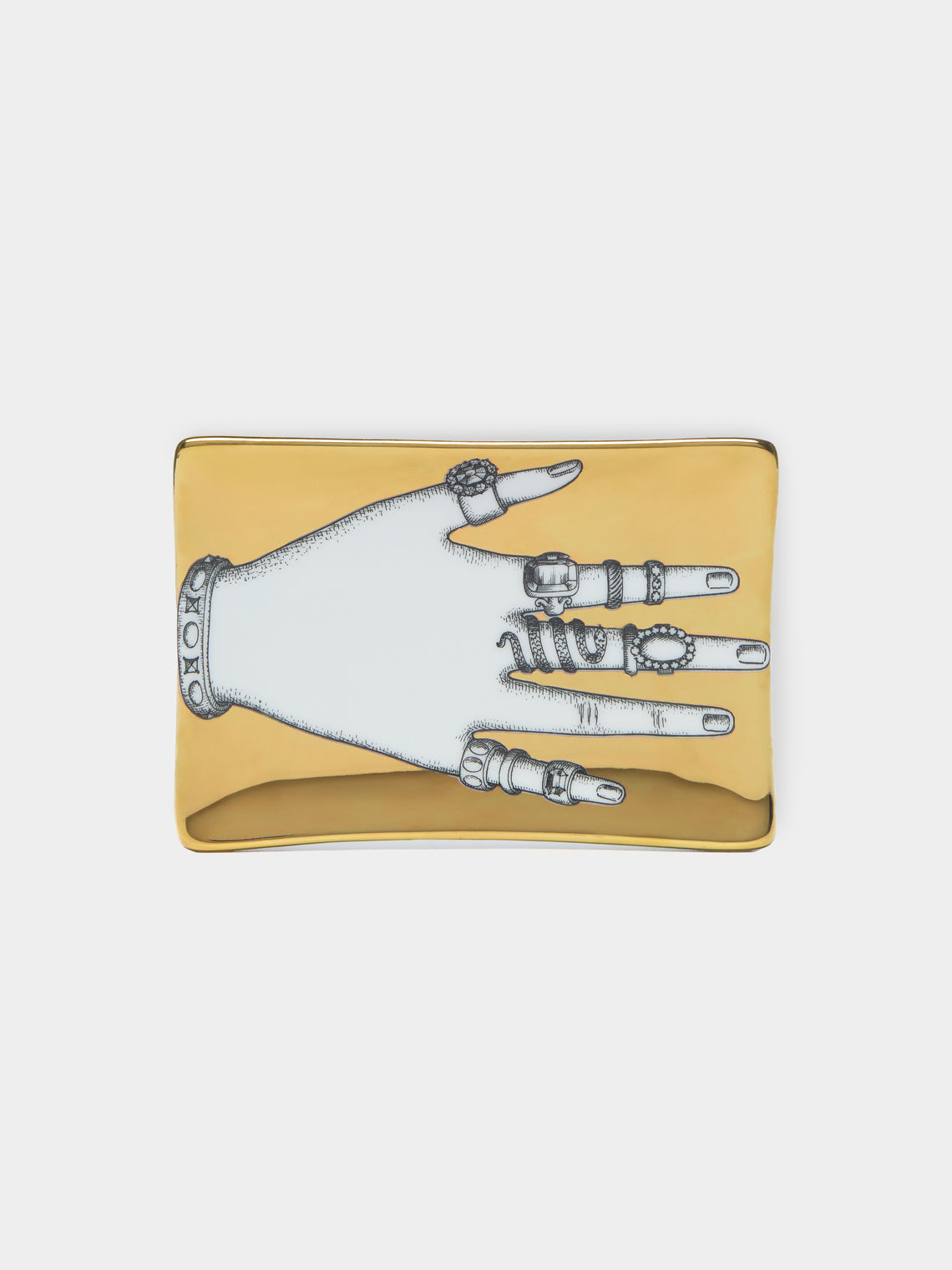 Fornasetti - Mano con Anelli Hand-Painted Porcelain Ashtray -  - ABASK - 