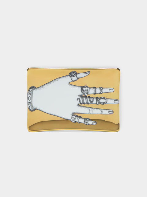 Fornasetti - Mano con Anelli Hand-Painted Porcelain Ashtray -  - ABASK - 