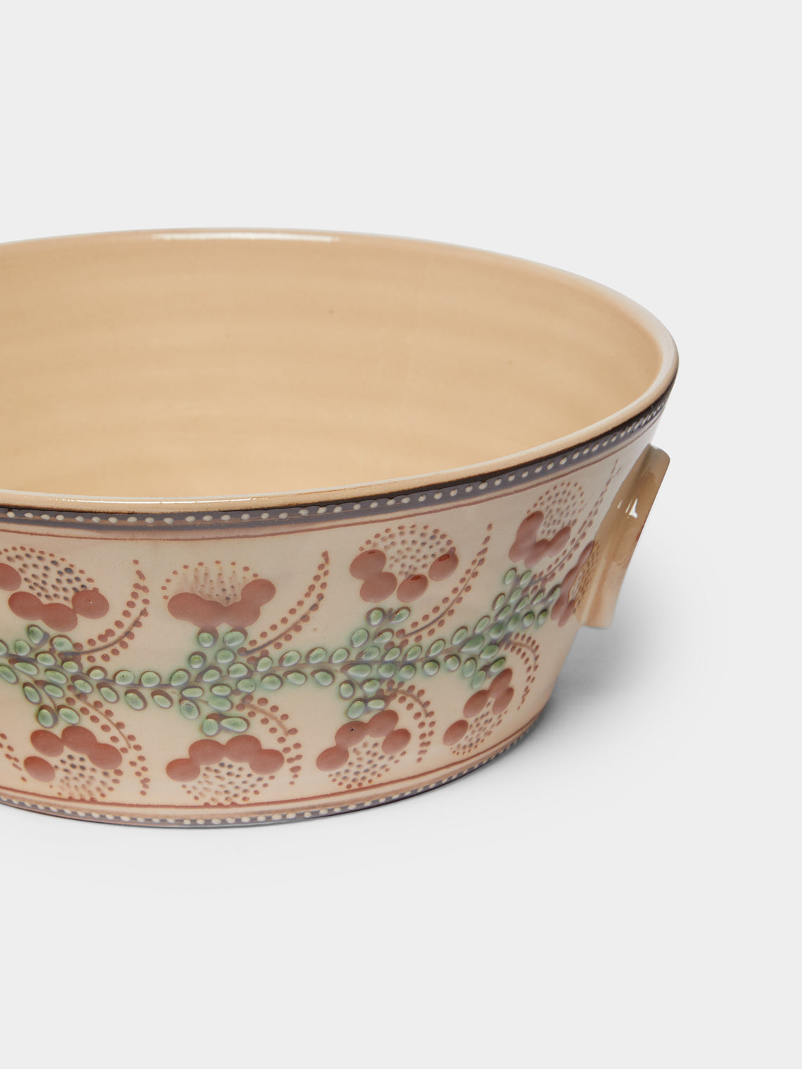 Poterie d’Évires - Flowers Hand-Painted Ceramic Handled Serving Bowl -  - ABASK