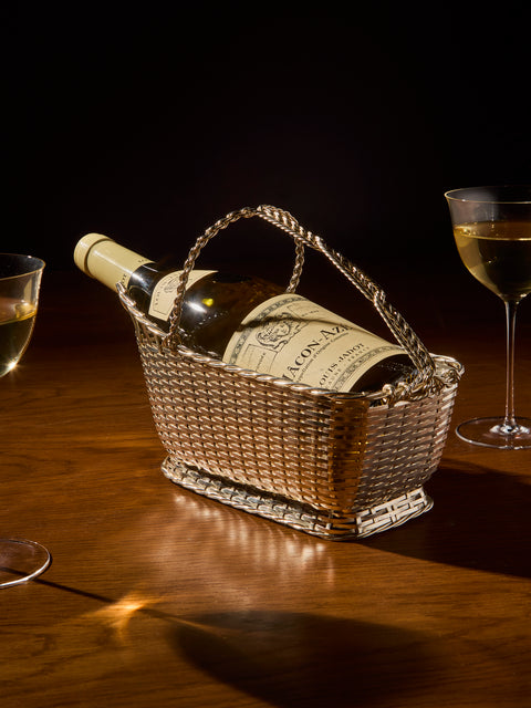 Antique and Vintage - Mid-Century Christofle Silver-Plated Wine Basket - Silver - ABASK