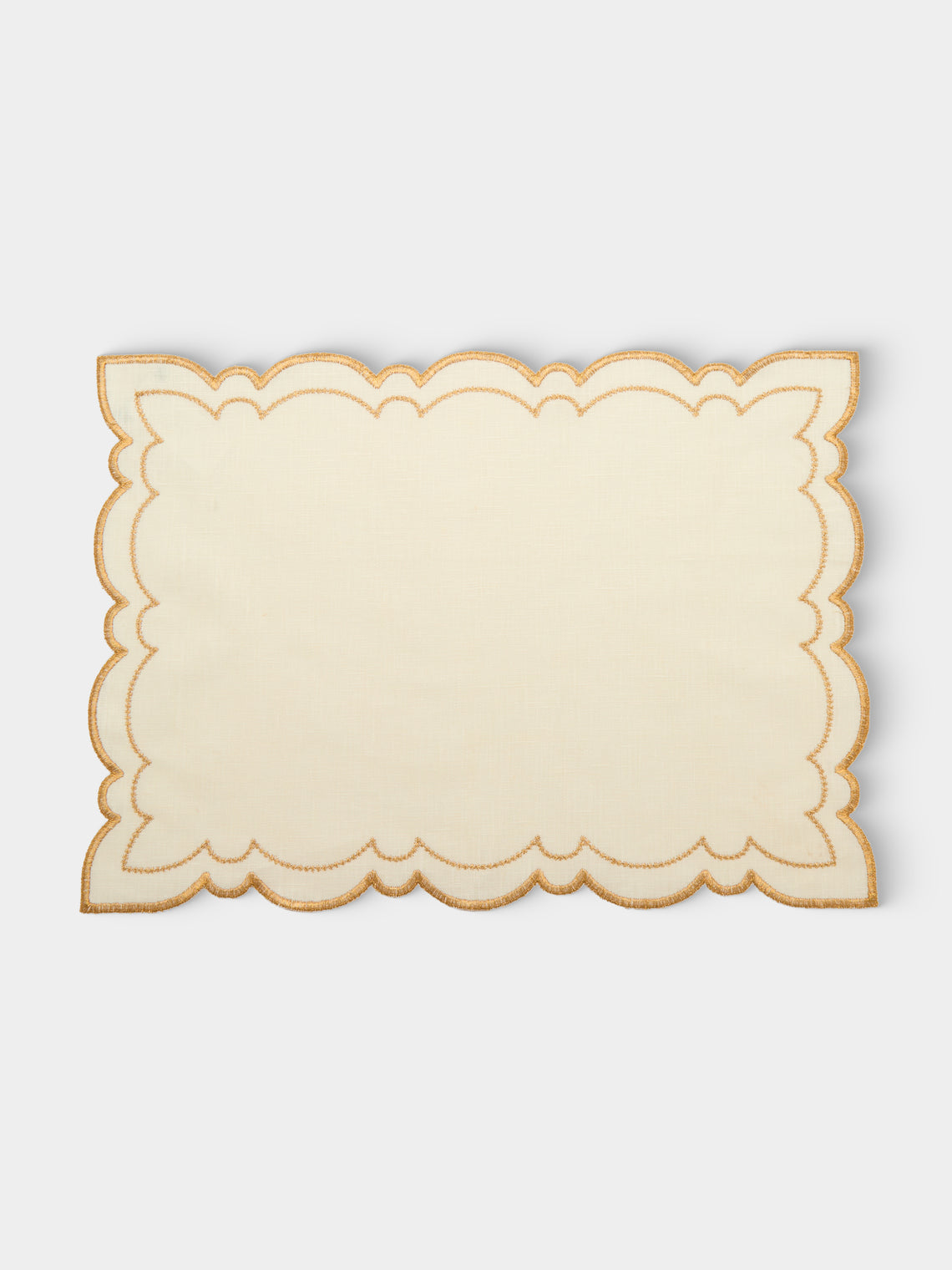 Borgo delle Tovaglie - Letizia Embroidered Linen Placemats (Set of 4) - Gold - ABASK - 