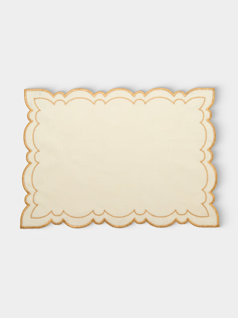 Borgo delle Tovaglie - Letizia Embroidered Linen Placemats (Set of 4) - Gold - ABASK - 
