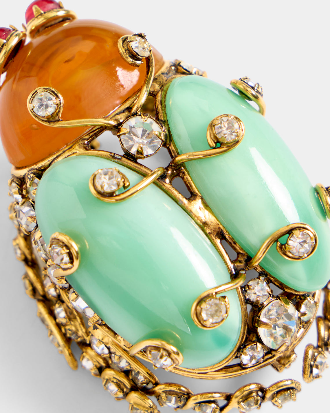 Mahnaz Collection - Women's Vintage 1990 Iradj Moini Yellow Gold and Crystal Brooch Pendant - Multiple - ABASK