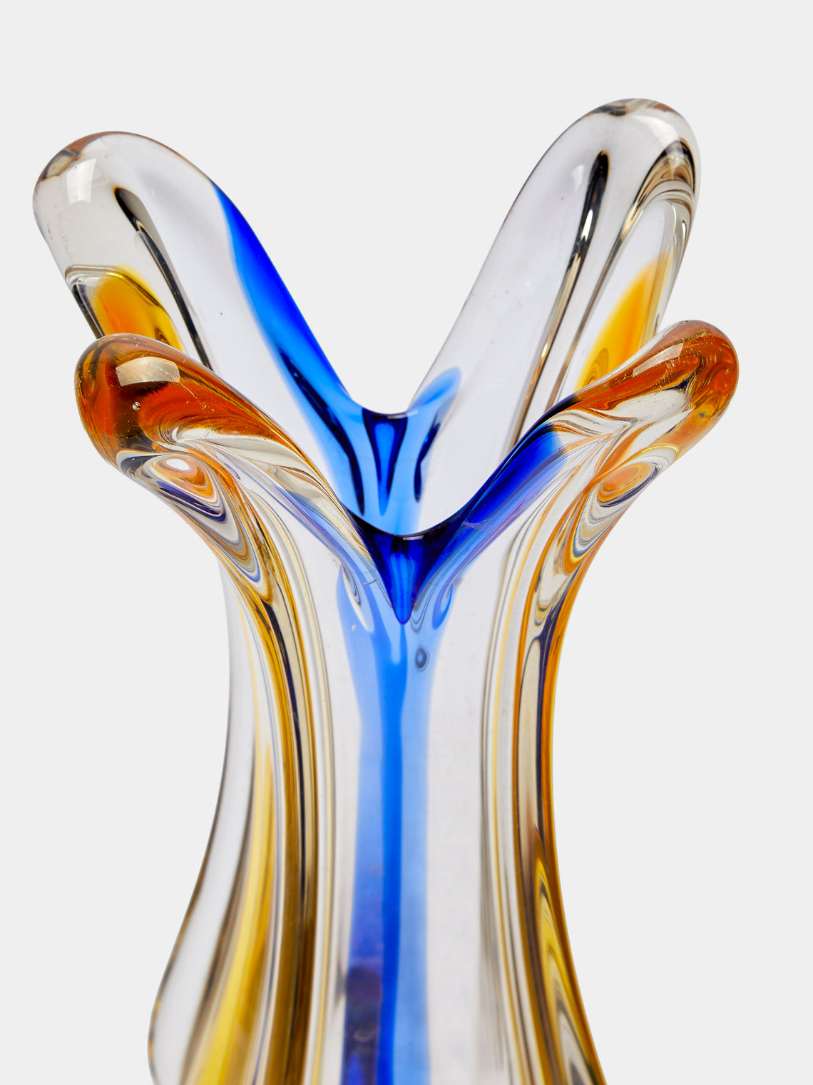 Antique and Vintage - Mid-Century Glass Vase - Blue - ABASK