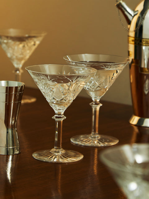 Antique and Vintage - 1950s Val Saint Lambert Cut Crystal Cocktail Glasses (Set of 12) -  - ABASK