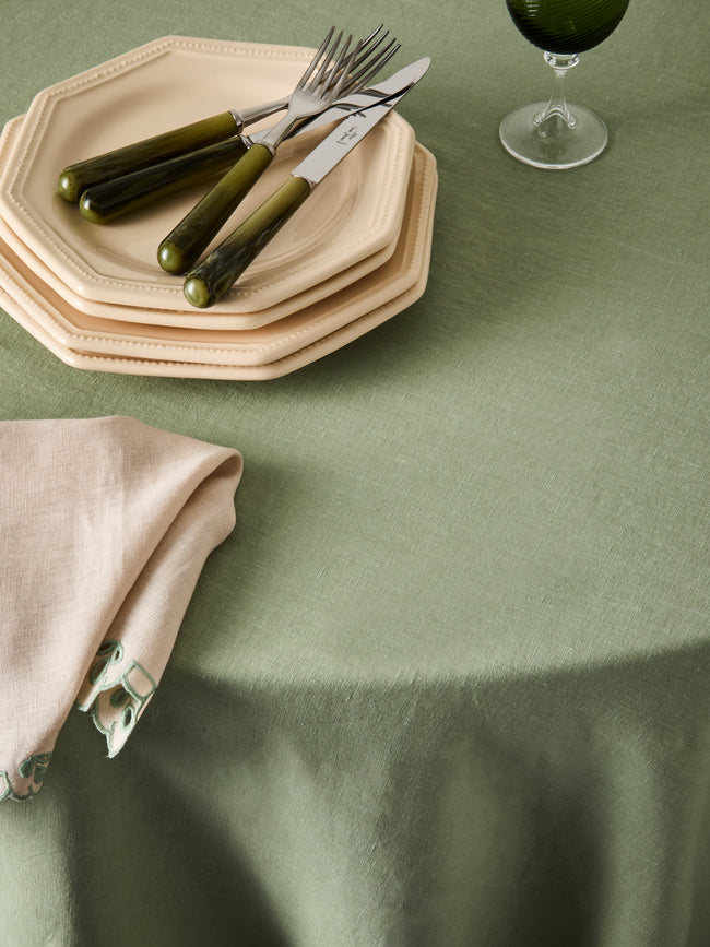 Borgo delle Tovaglie - Filo Linen Round Tablecloth 220cm - Green - ABASK