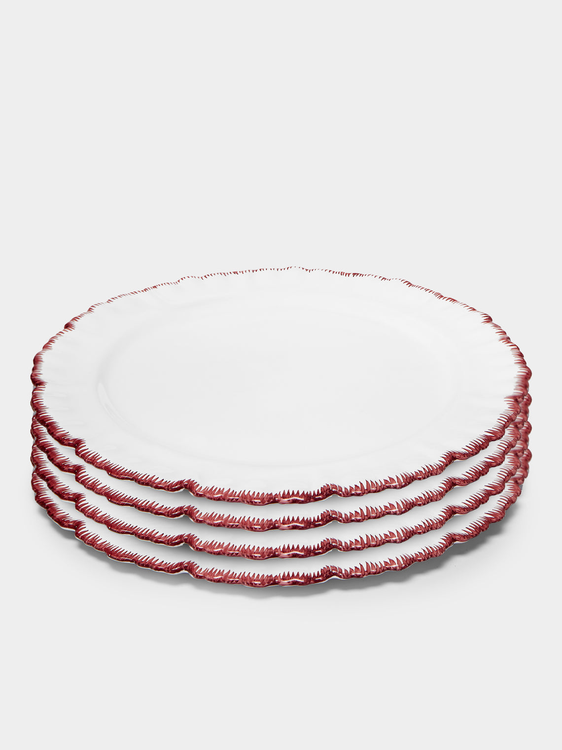 Atelier Soleil - Combed Edge Hand-Painted Ceramic Charger Plates (Set of 4) -  - ABASK