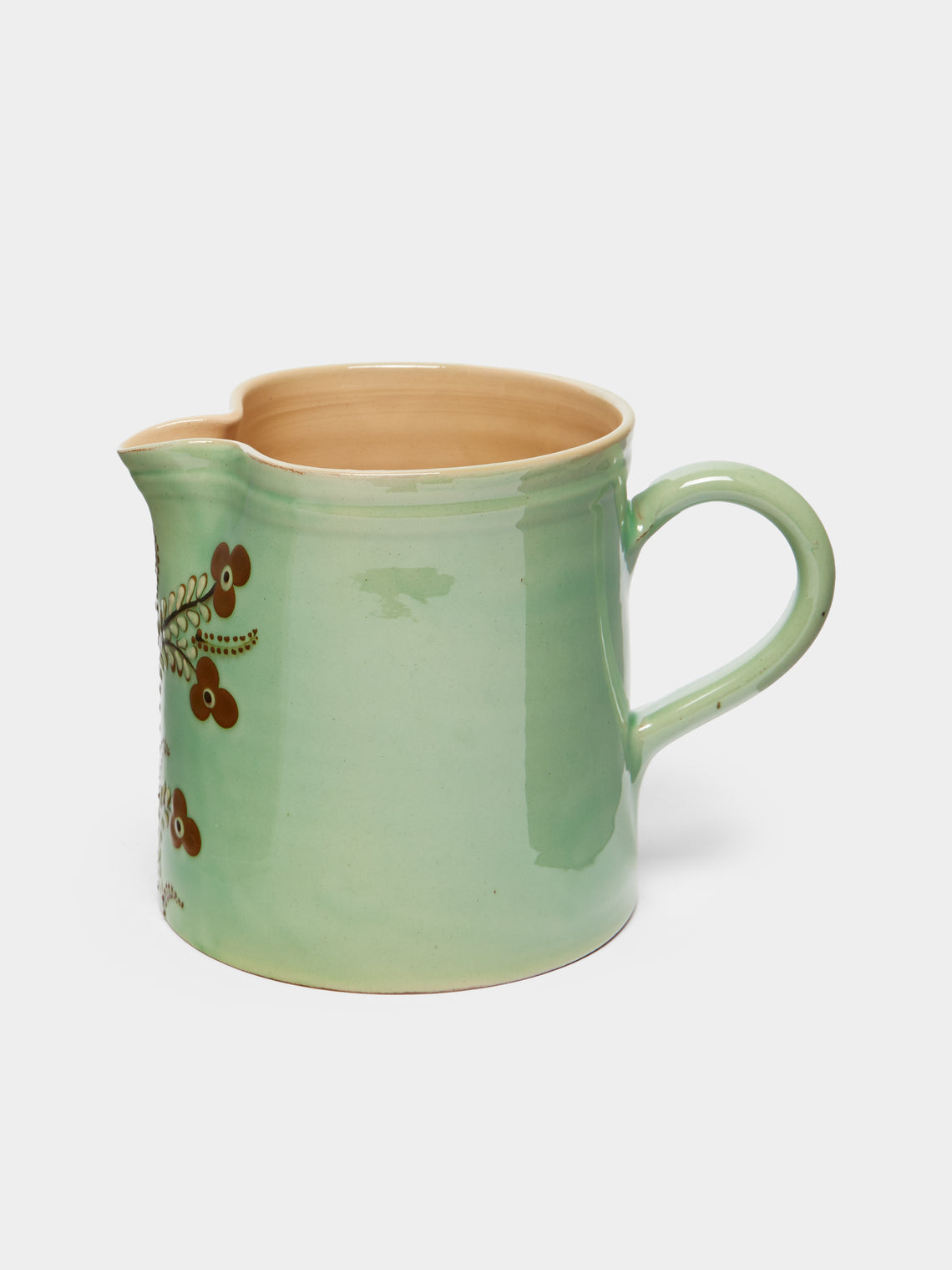 Poterie d’Évires - Flowers Hand-Painted Ceramic Straight-Edge Jug -  - ABASK