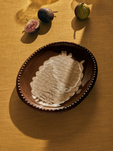 Aono Pottery - Slipware Oval Dish - Brown - ABASK