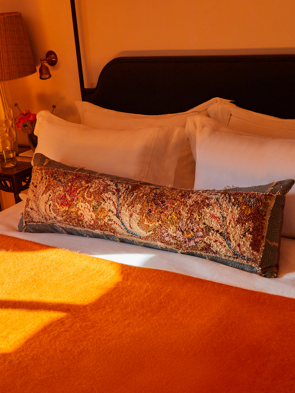 By Walid - 19th-Century Needlepoint Wool and Linen Cushion -  - ABASK