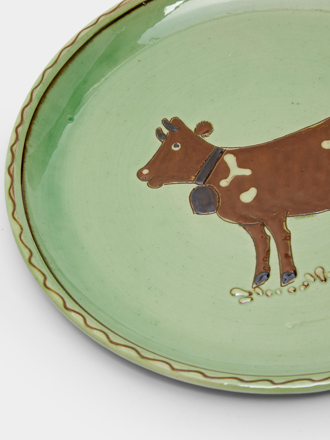Poterie d’Évires - Cows Hand-Painted Ceramic Dinner Plates (Set of 4) -  - ABASK