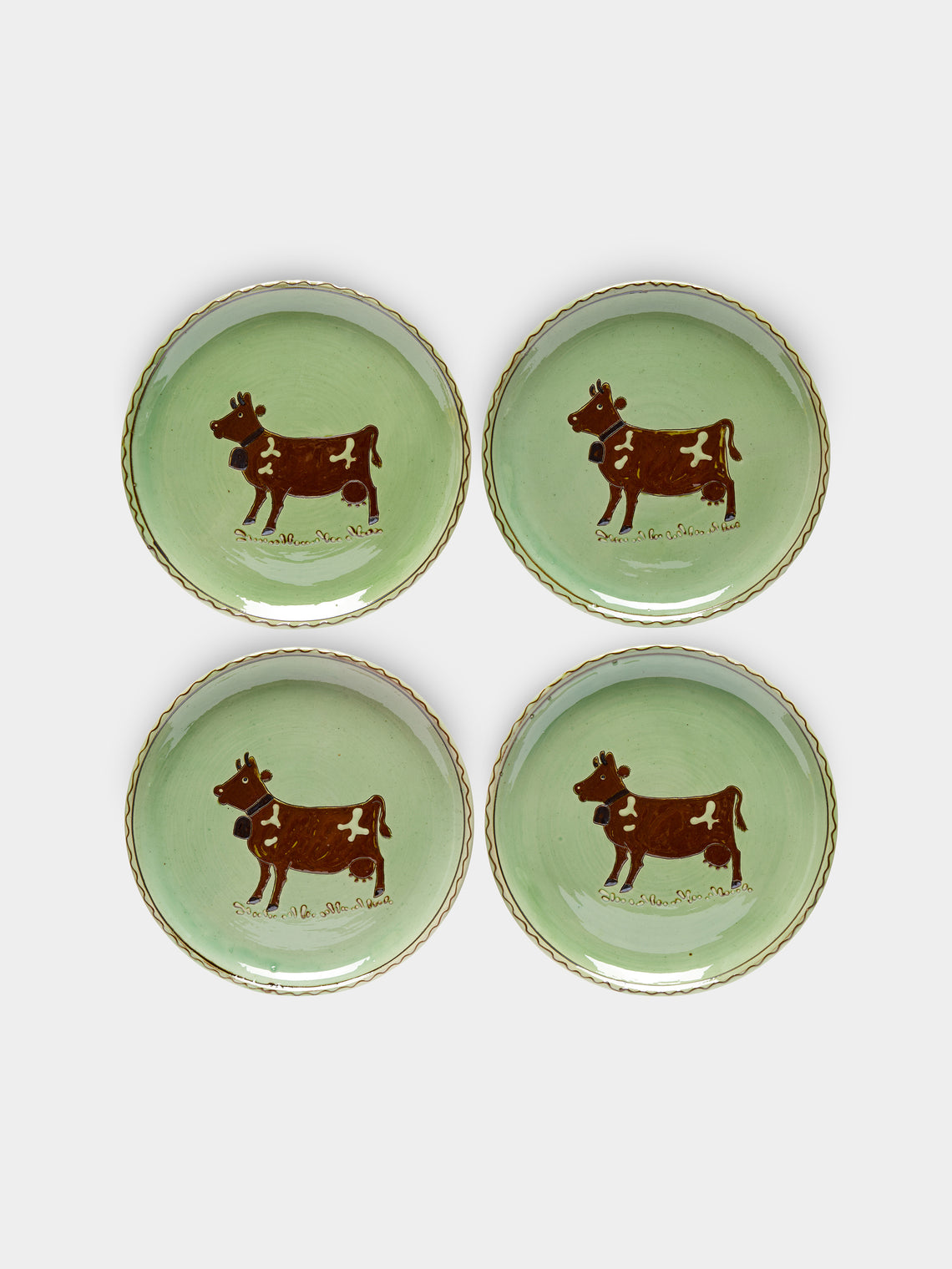 Poterie d’Évires - Cows Hand-Painted Ceramic Dinner Plates (Set of 4) -  - ABASK - 