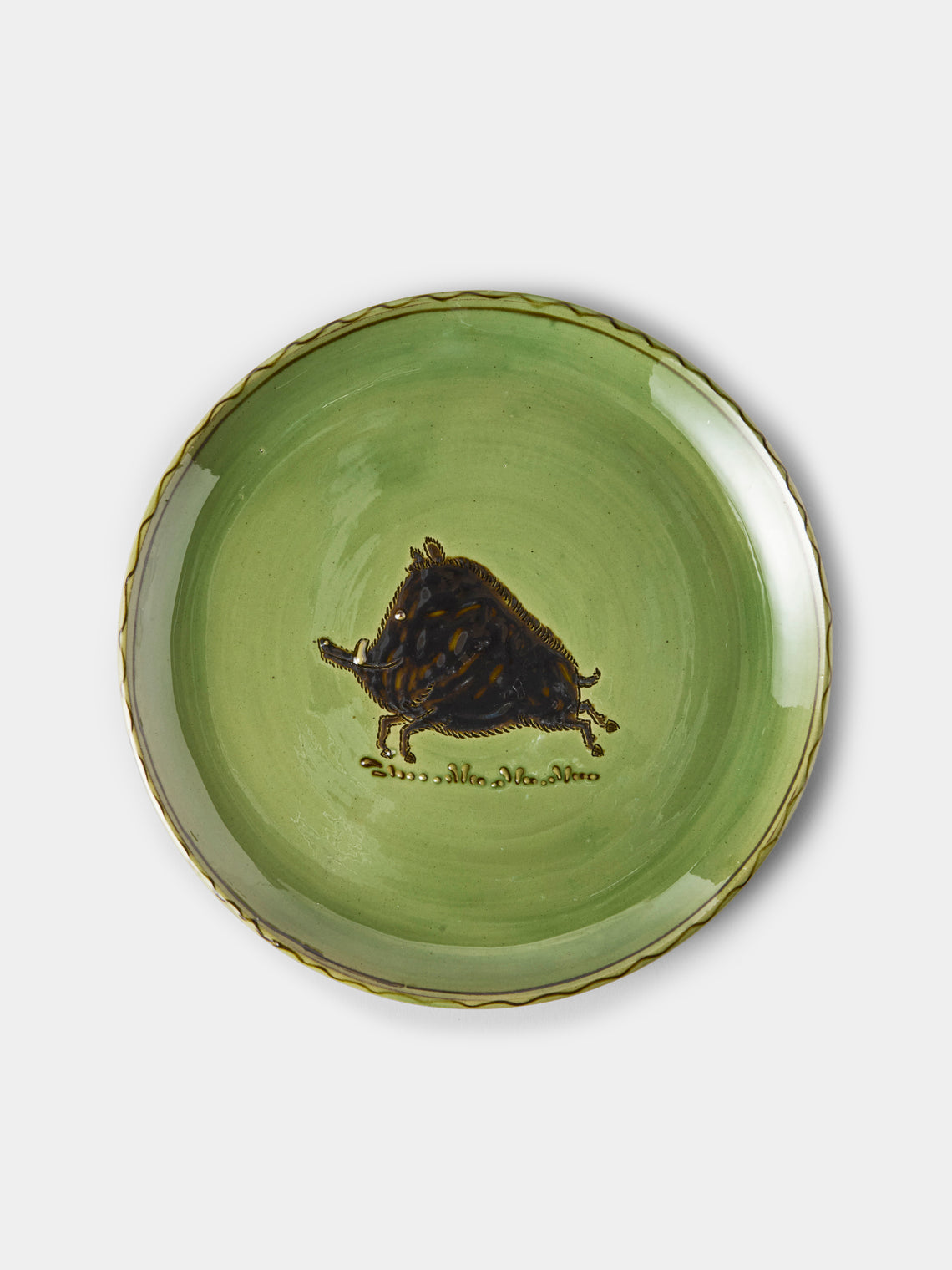 Poterie d’Évires - Animals Hand-Painted Ceramic Dinner Plates – 9.5in/24cm (Set of 4) - Green - ABASK