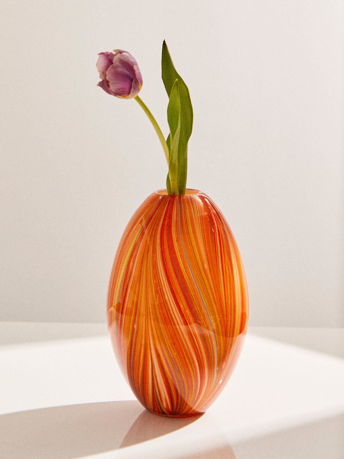 Antique and Vintage - 1950s Murano Glass Vase (11in/28cm) - Orange - ABASK