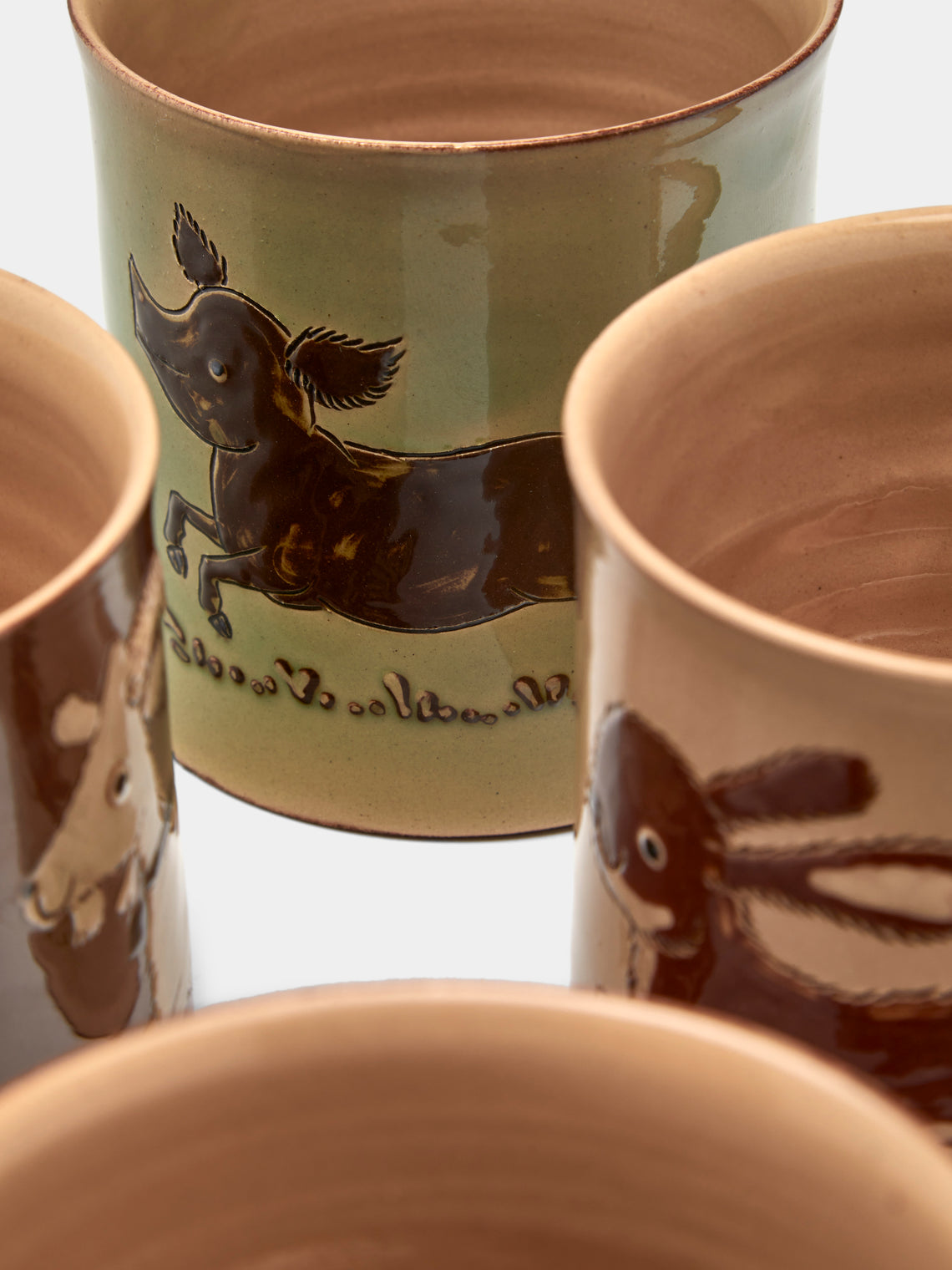 Poterie d’Évires - Animals Hand-Painted Ceramic Mugs (Set of 4) - Multiple - ABASK