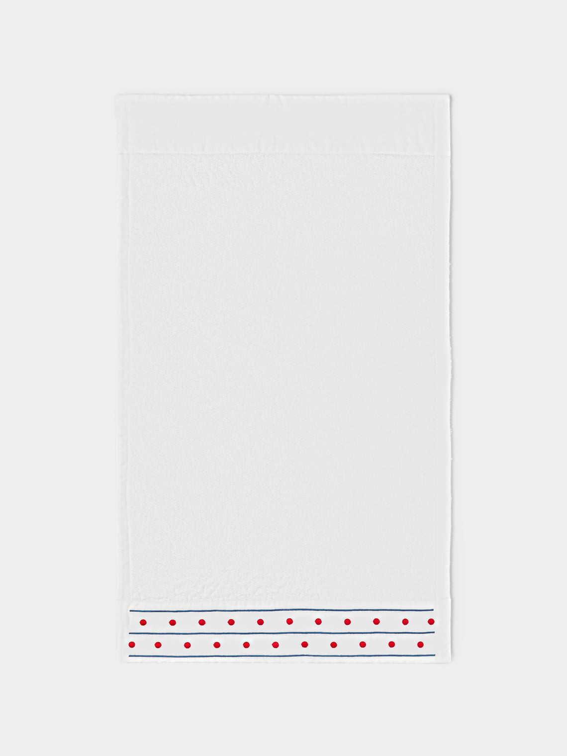Loretta Caponi - Stripes & Dots Hand-Embroidered Cotton Hand Towel - White - ABASK - 