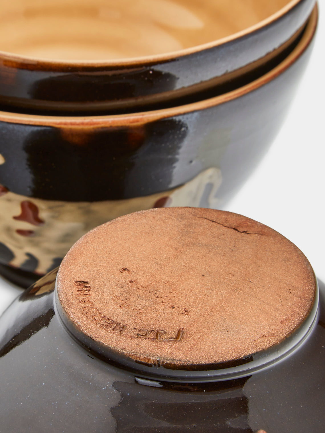 Poterie d’Évires - Cows Hand-Painted Ceramic Bowls (Set of 3) - Dark brown - ABASK