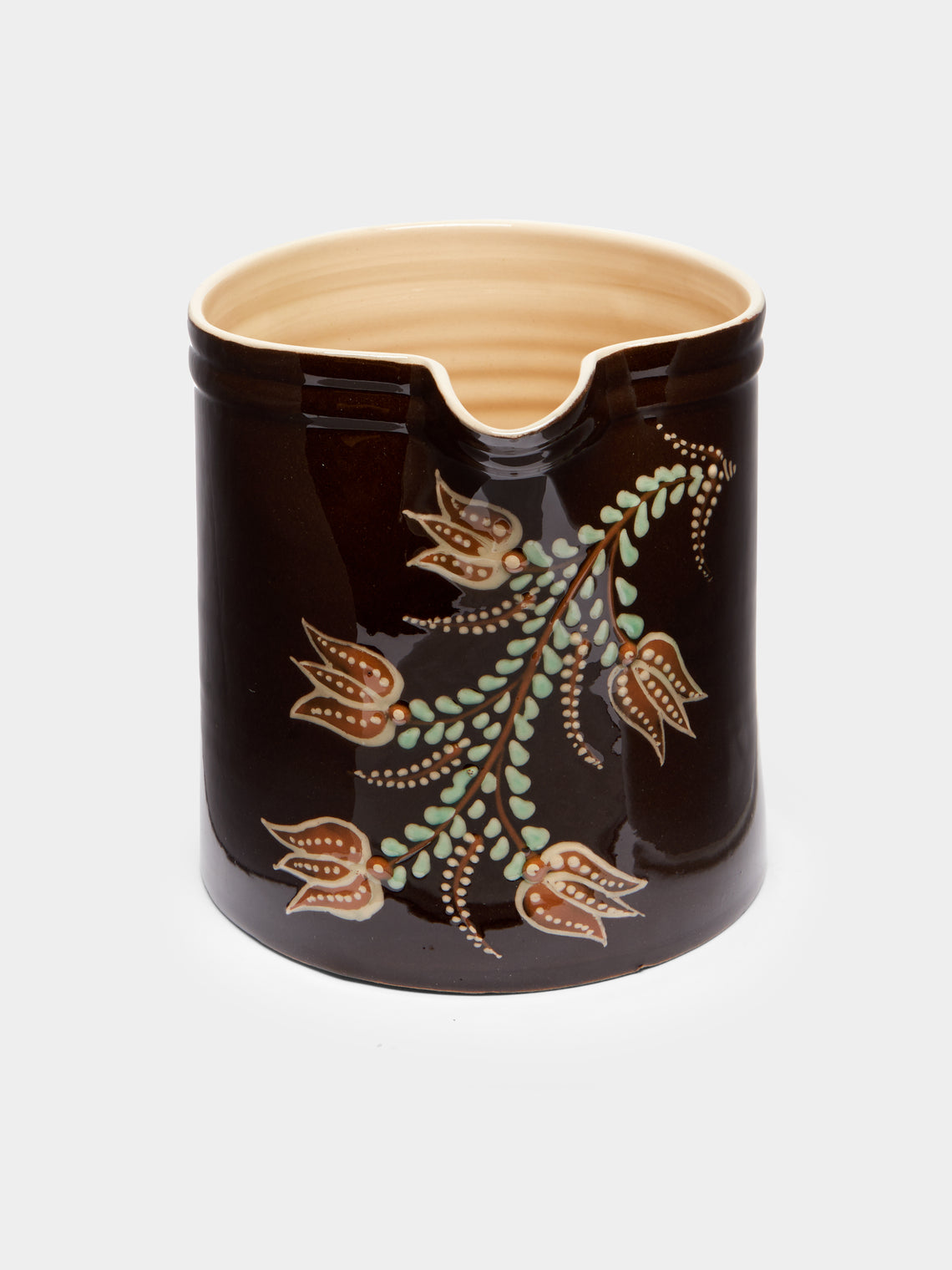 Poterie d’Évires - Flowers Hand-Painted Ceramic Straight-Edge Jug -  - ABASK