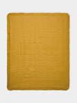 Volga Linen - Quilted Linen Super King-Size Bed Throw (79in/2m) - Yellow - ABASK