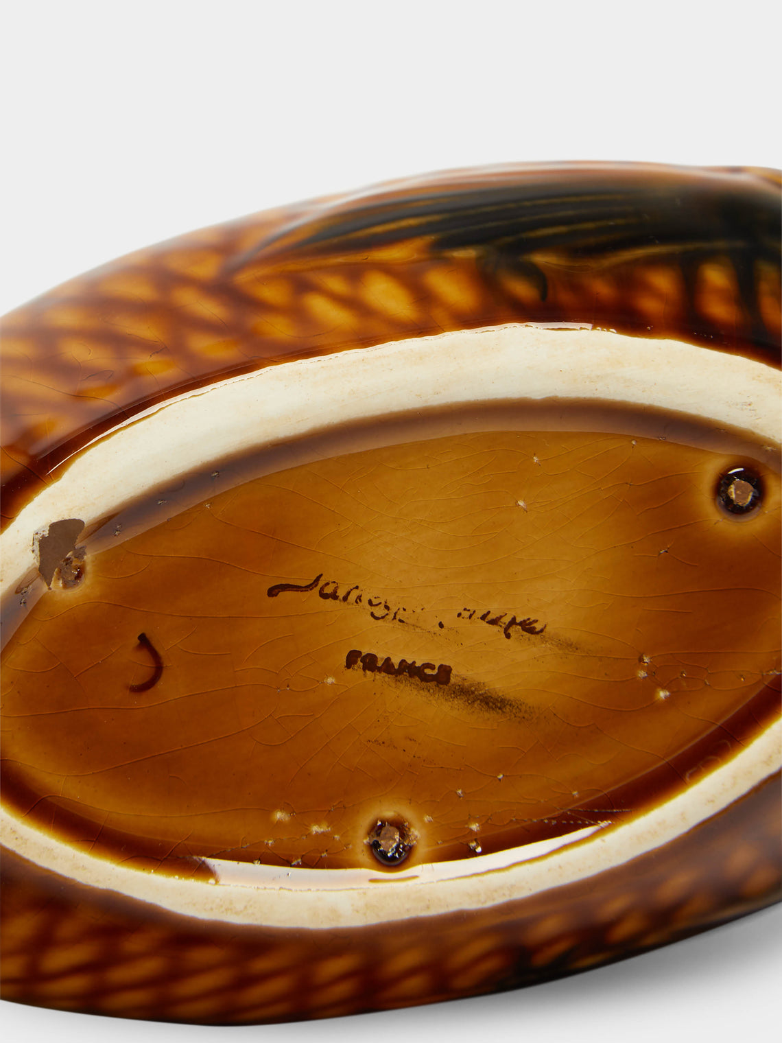 Antique and Vintage - 1950s Sarreguemines Fish Ceramic Gravy Boat -  - ABASK
