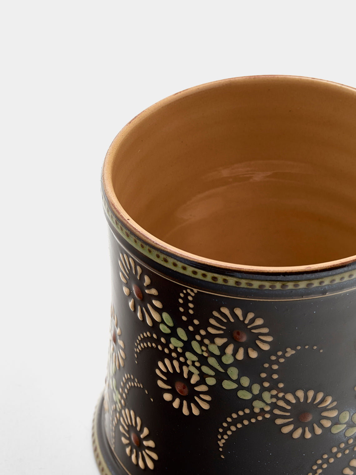 Poterie d’Évires - Flowers Hand-Painted Ceramic Small Lidded Jar - Dark brown - ABASK