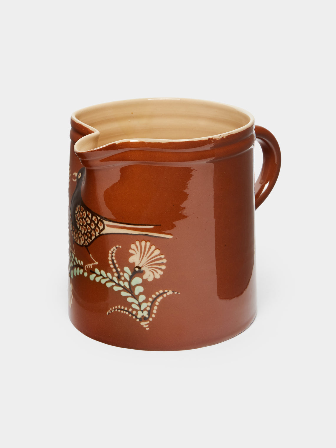 Poterie d’Évires - Birds Hand-Painted Ceramic Straight-Edge Jug -  - ABASK - 