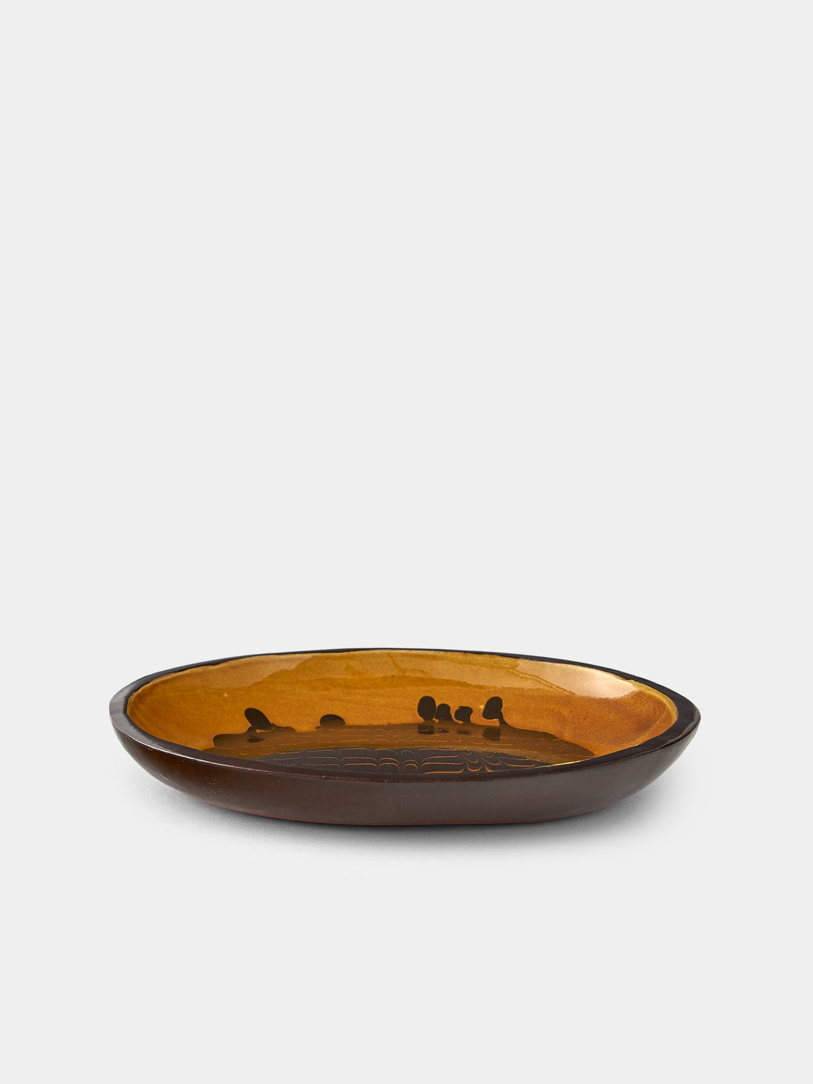 Aono Pottery - Slipware Oval Dish - Brown - ABASK