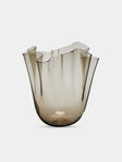 Venini - Fazzoletto Hand-Blown Murano Glass Vase (9.5in/24cm) - Brown - ABASK - 