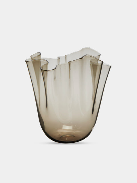 Venini - Fazzoletto Hand-Blown Murano Glass Vase (9.5in/24cm) - Brown - ABASK - 