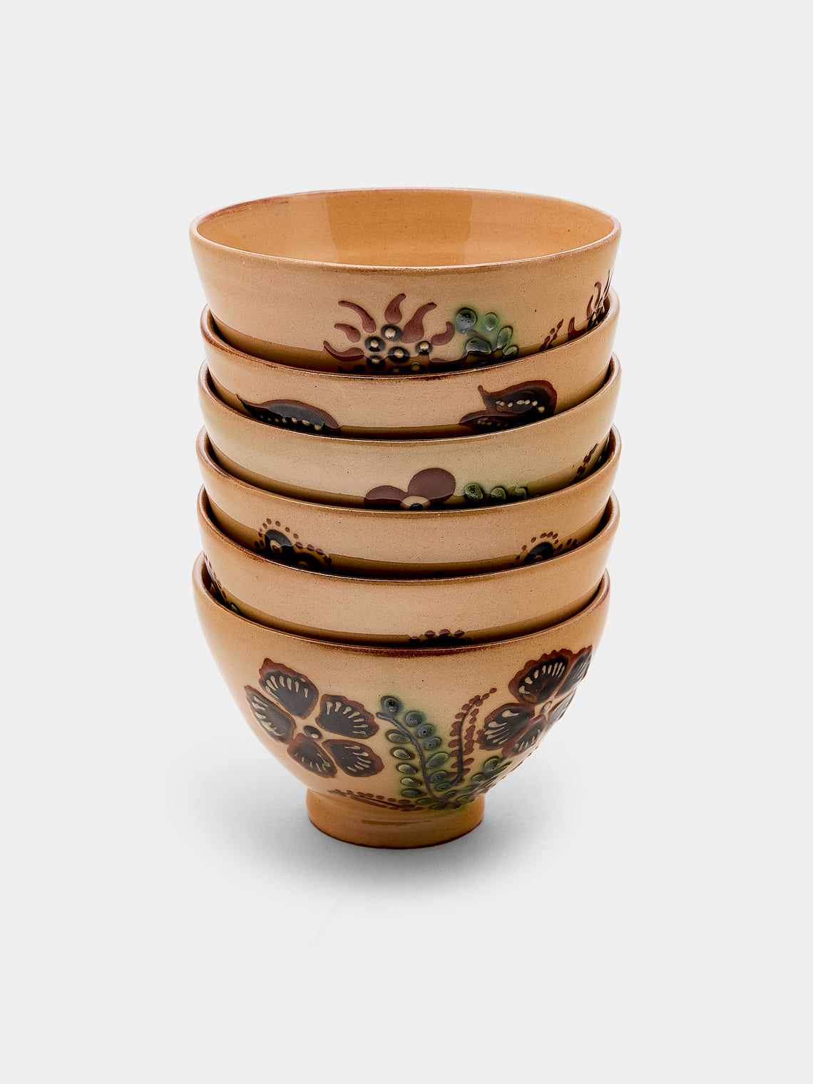 Poterie d’Évires - Flowers Hand-Painted Ceramic Petit Bowls (Set of 6) - Cream - ABASK - 