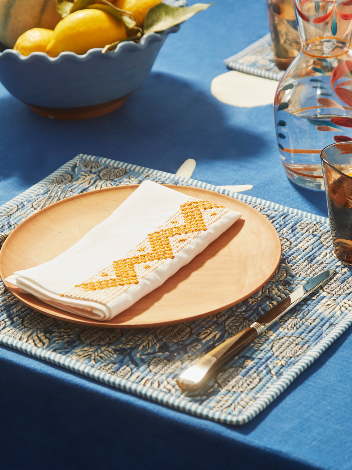 The Table Love - Zigzag Hand-Embroidered Linen Napkins (Set of 4) -  - ABASK