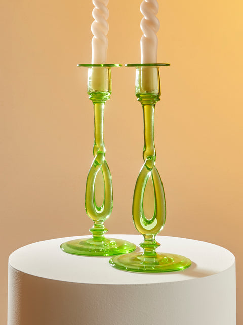 Antique and Vintage - 1920s Frederick Carder for Steuben Glass Candlesticks (Set of 2) -  - ABASK