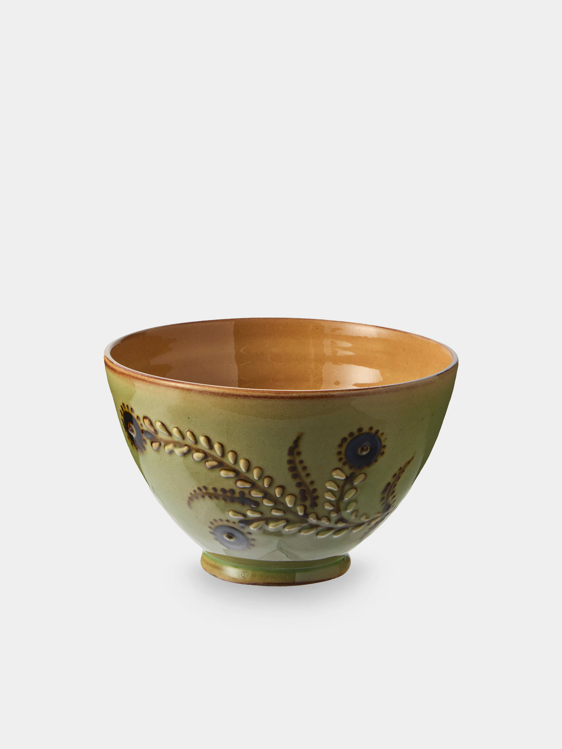 Poterie d’Évires - Flowers Hand-Painted Ceramic Small Bowls (Set of 4) - Green - ABASK