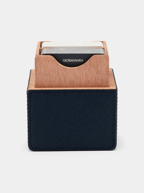 Giobagnara - Naples Leather Playing Cards Set - Navy - ABASK - 