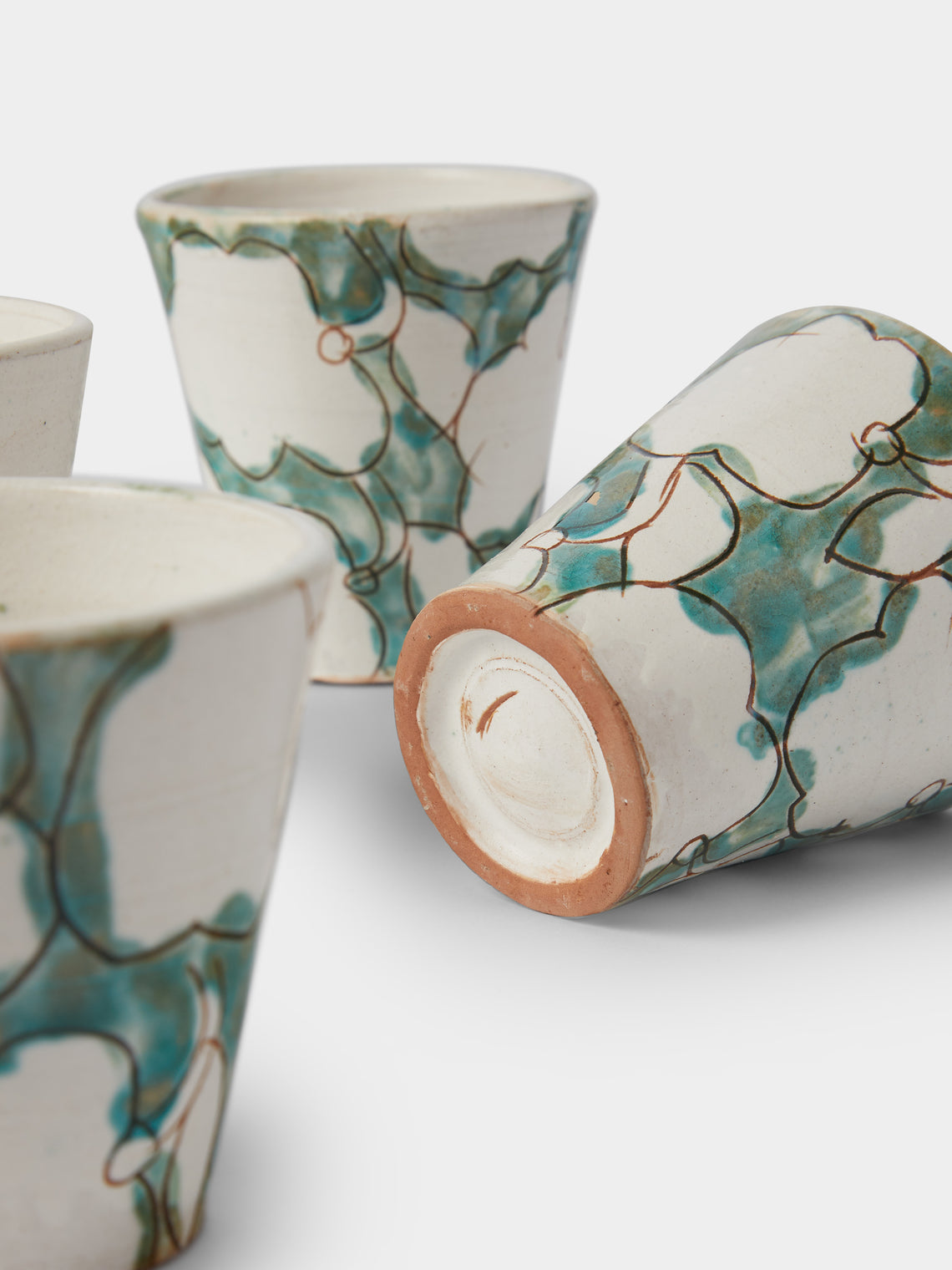 Anut Cairo - Cotton Flower Hand-Painted Ceramic Espresso Cups (Set of 4) -  - ABASK