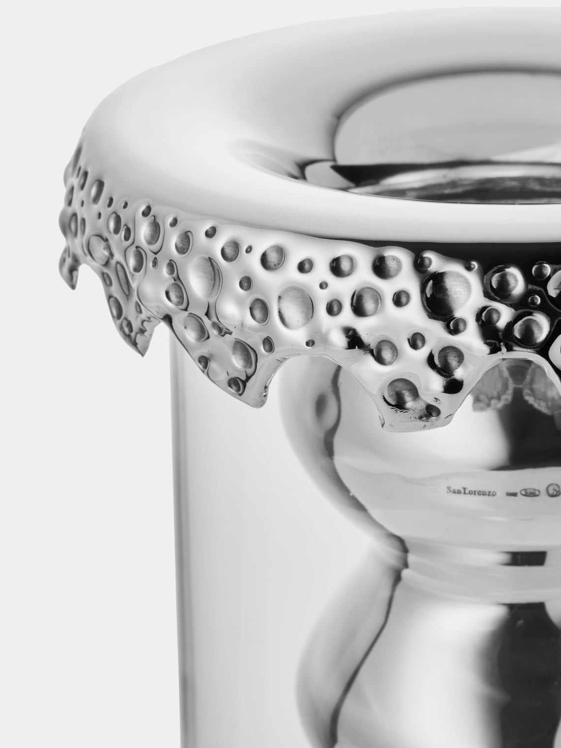 San Lorenzo - 1997 Afra and Tobia Scarpa Pure Silver and Glass Vase (8in/20.5cm) - Silver - ABASK