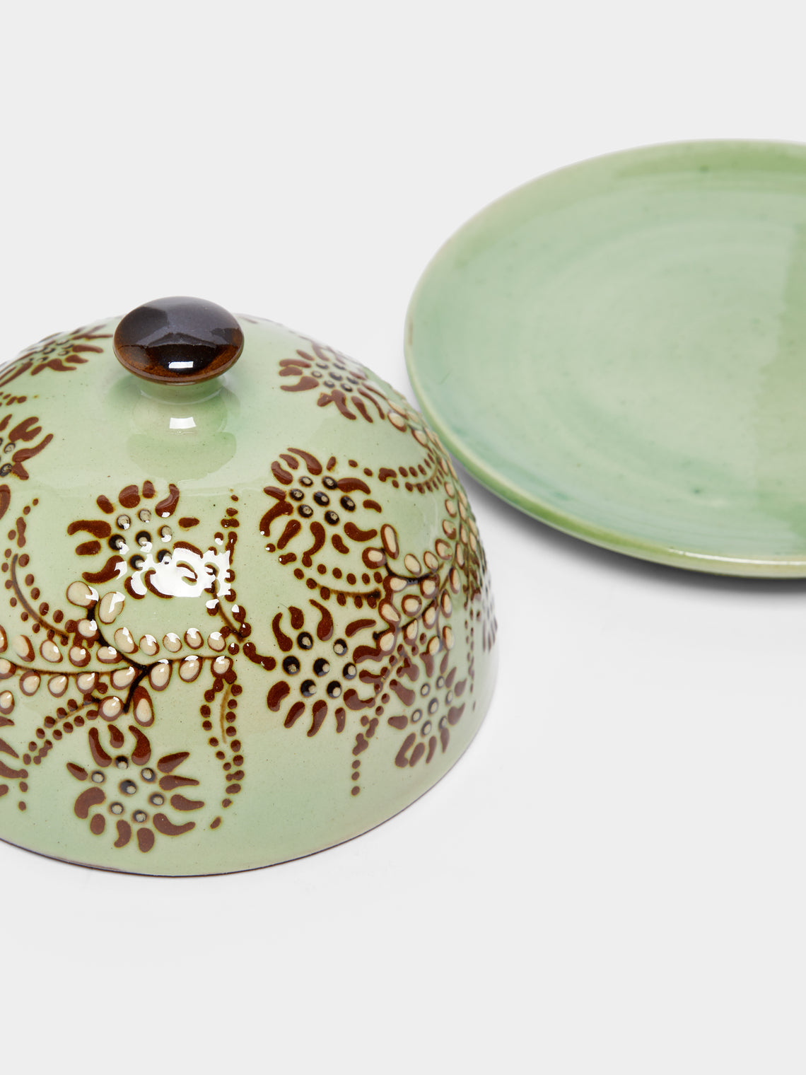 Poterie d’Évires - Flowers Hand-Painted Ceramic Small Butter Dish -  - ABASK