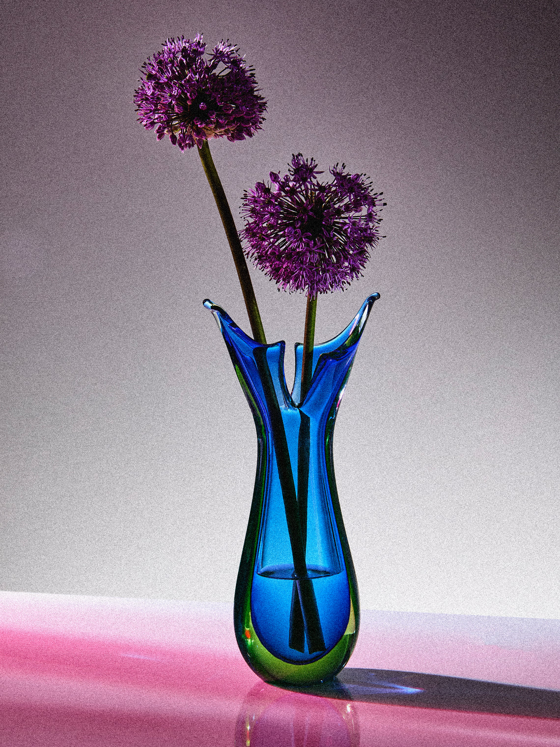 Antique and Vintage - Mid Century Crystal Vase - Blue - ABASK